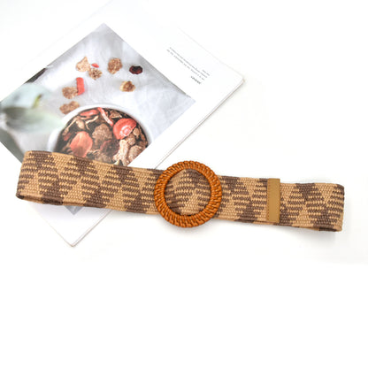 Cotton and linen elastic woven elastic belt