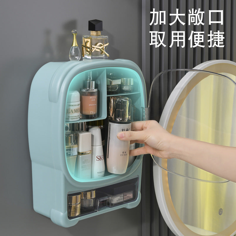 Organizador de maquillaje de gran capacidad para montaje en pared 