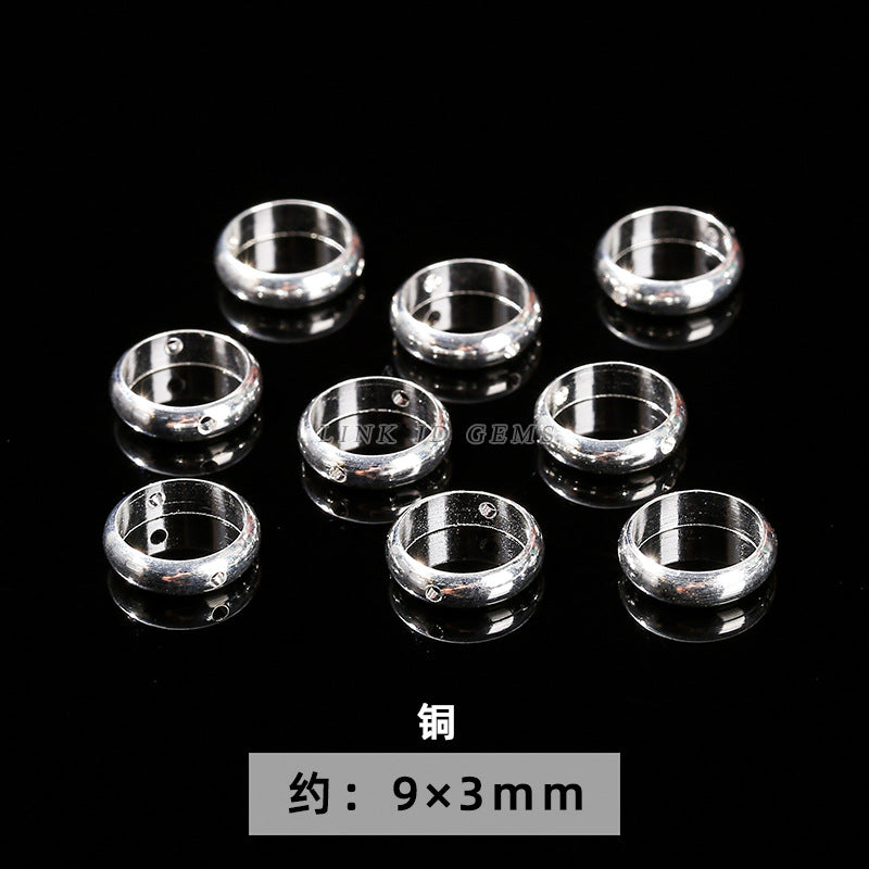 14/18K gold nine-character needle ball needle flower holder copper ring heart shape