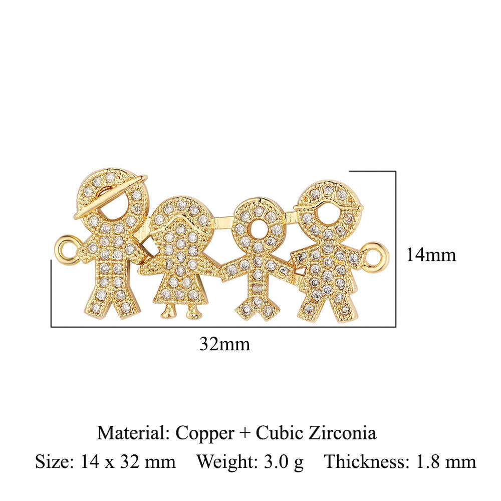 Bead butterfly copper zircon double hole accessories family pendant