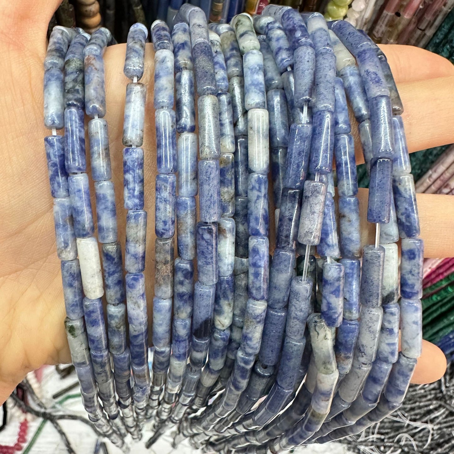 4*13MM natural stone crystal cylindrical spacer beads