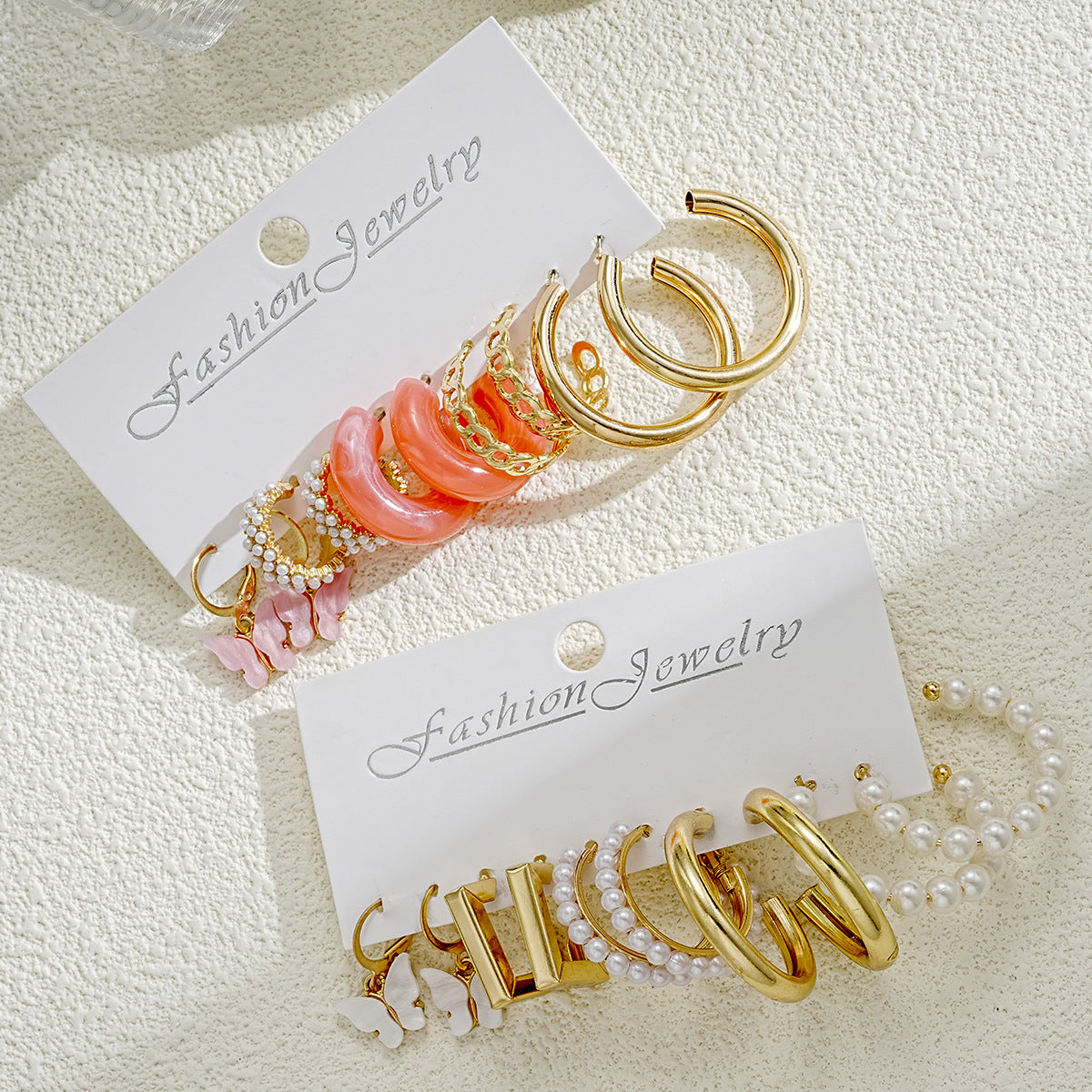 10 pares de pendientes de cadena en C de acrílico rosa 