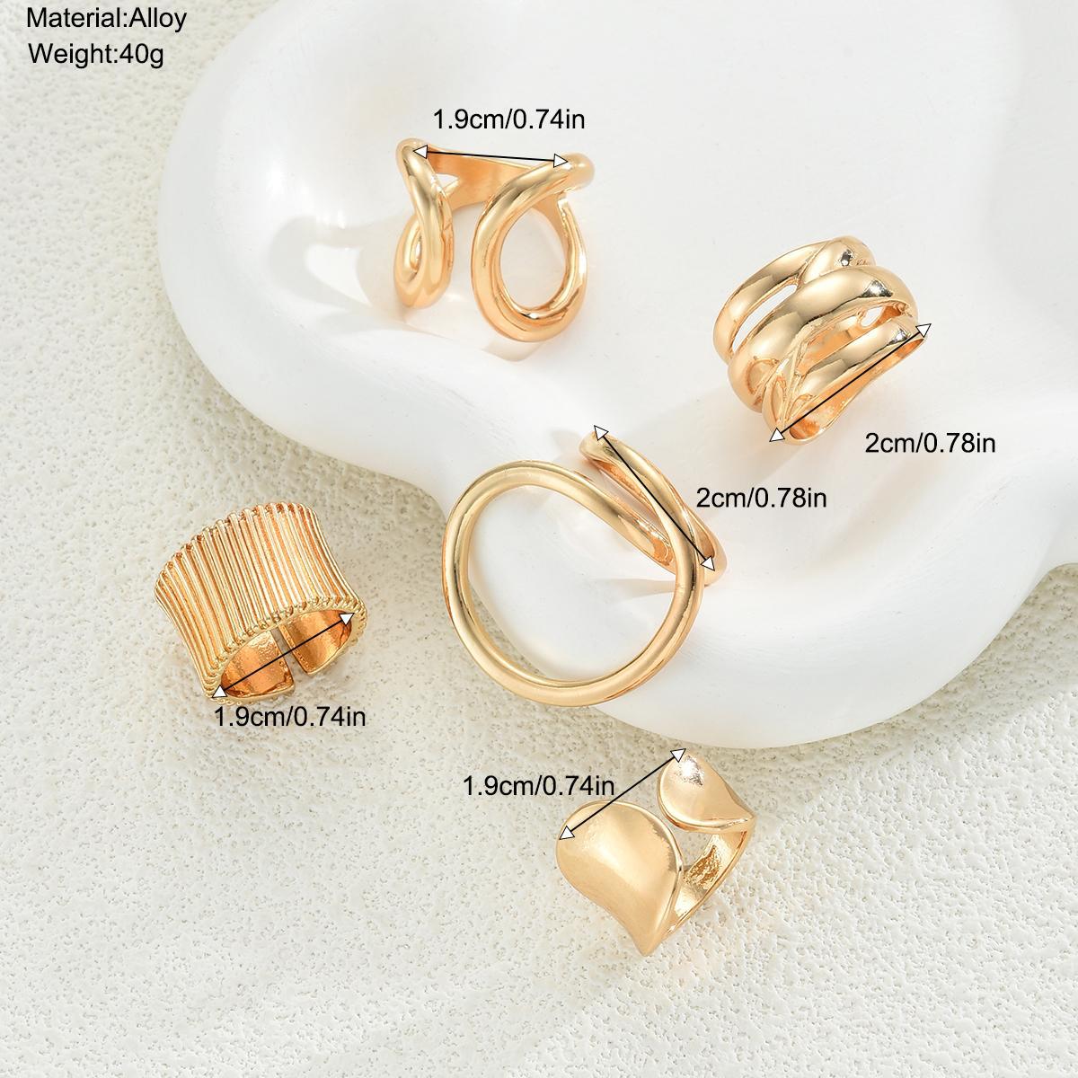 Geometric Hollow Waterdrop Ring Set