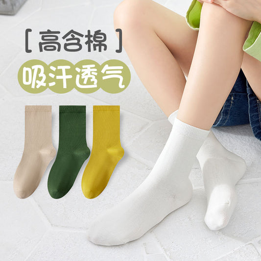 Spring-Summer Thin Breathable Solid Color Kids' Socks