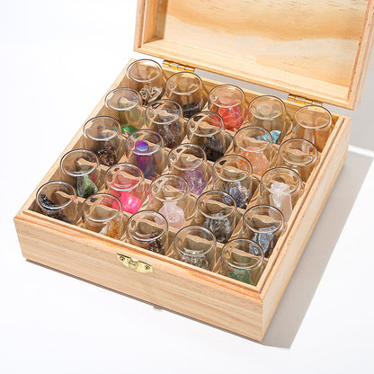 Botella de los deseos con muestra de mineral de roca de cristal 