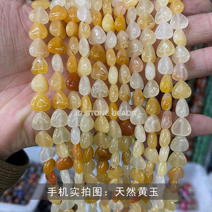 10 cuentas sueltas de cristal con forma de corazón de melocotón de 4 mm 