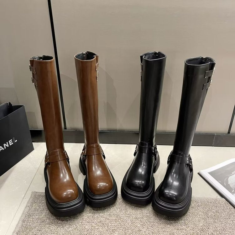 Vintage Skinny Platform Knight Boots