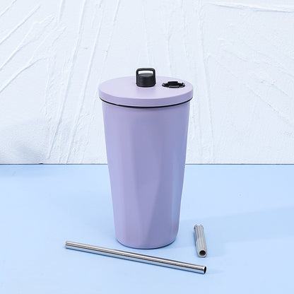Gradient Diamond-Shaped Cola Cup with Straw