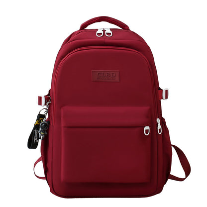Mochila escolar de color liso, mochila informal de gran capacidad. 