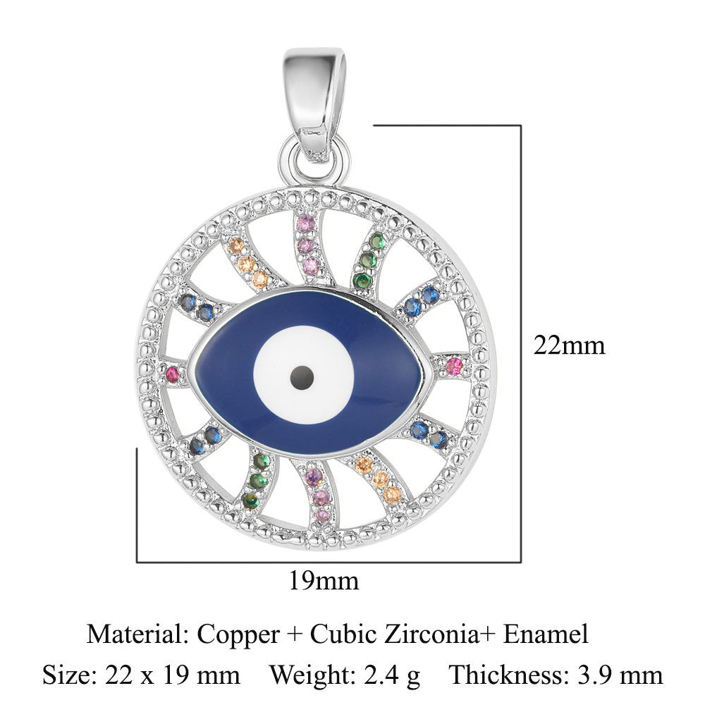 3 pcs/bag, Blessed Virgin Sun Eye Copper Zircon Pendant.