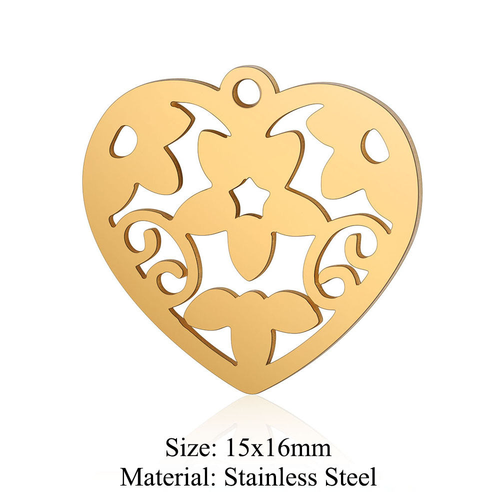 5 pcs/bag peach heart love titanium steel pendant accessories