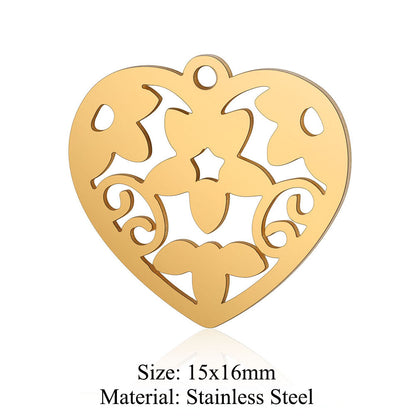 5 pcs/bag peach heart love titanium steel pendant accessories