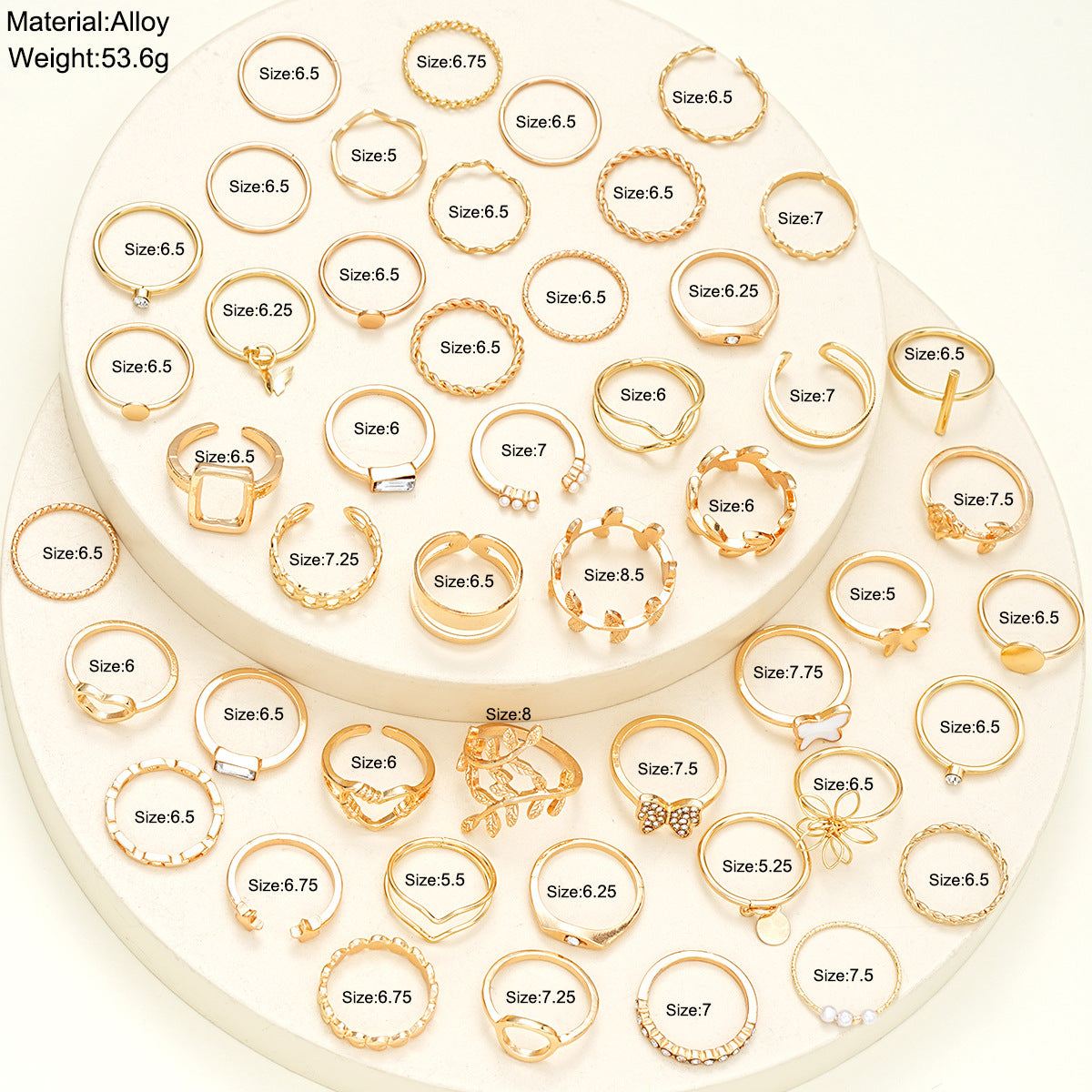 47-Piece Cross & Butterfly Ring Set