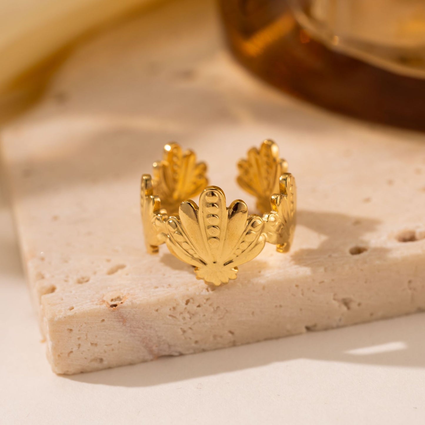 Titanium Steel Leaf Ring