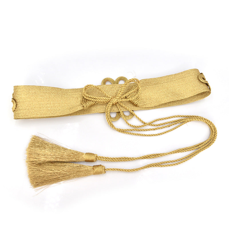 Hand woven gold silk belt