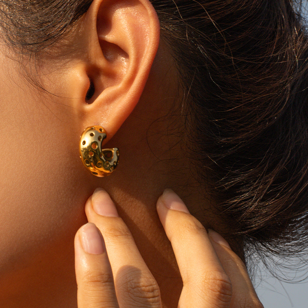 Round Hollow C Shape Earrings