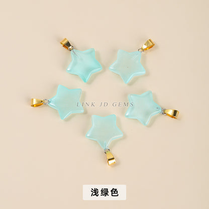 20Mm imitation jade glass crystal magic pentagram pendant