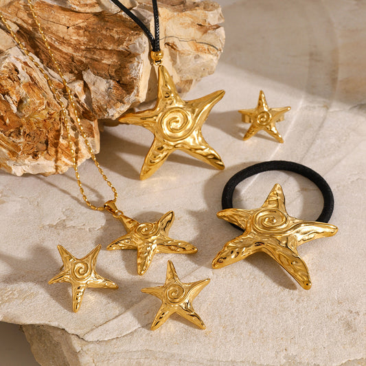 Conjunto de diadema de estrella de mar de acero inoxidable 