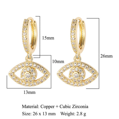 Crescent Star Flower Copper Zircon Women's Earrings