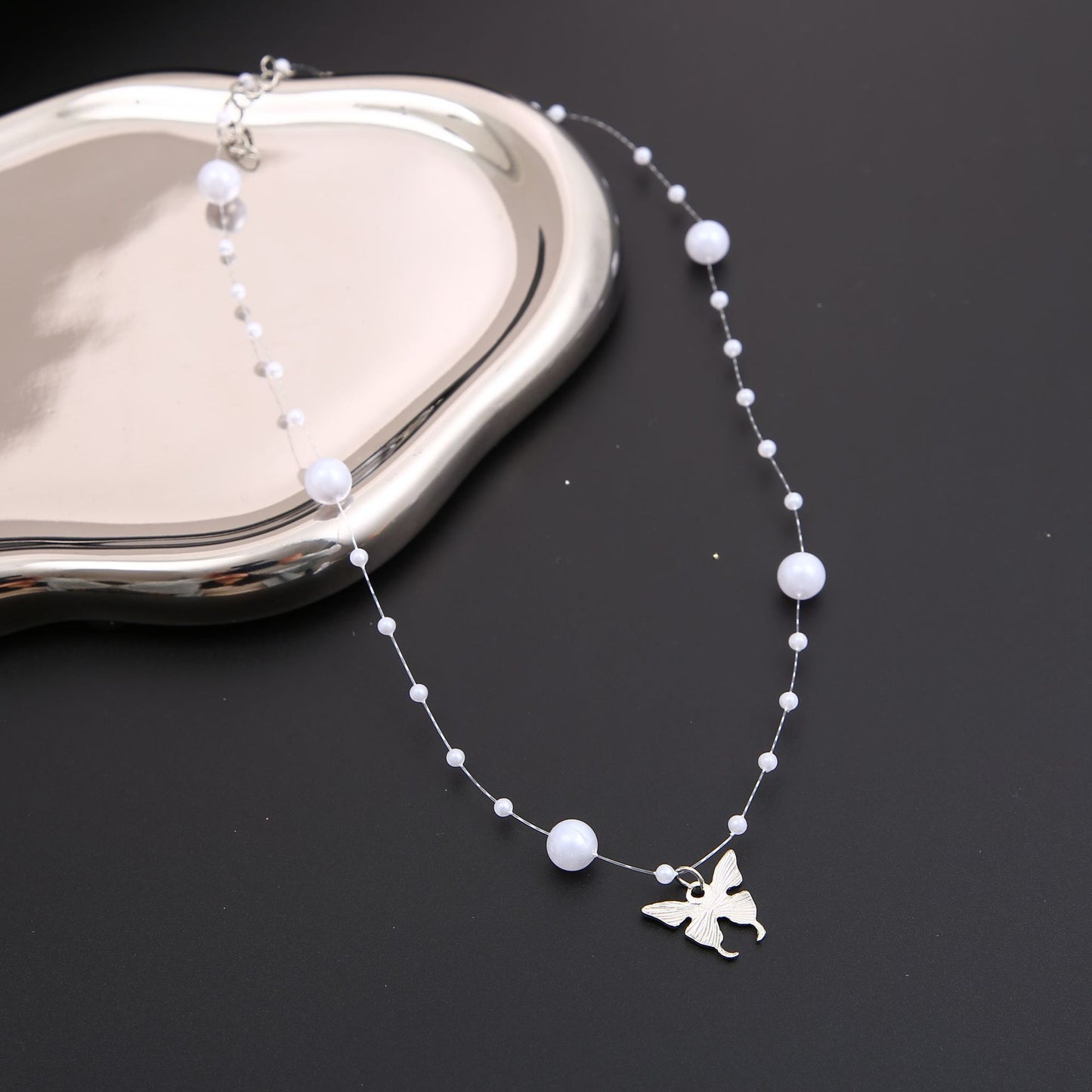 Pearl Butterfly Choker Necklace