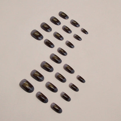 Aurora Brown Medium-Length Round Fake Nails