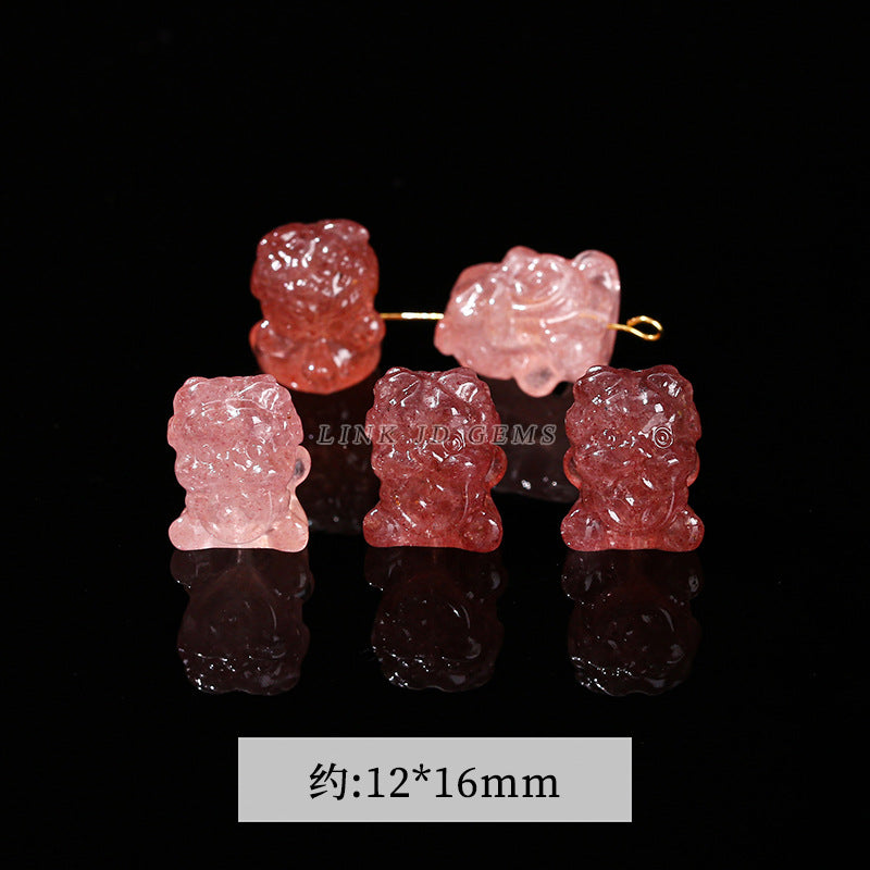 Gray Moonlight Pixiu Red Strawberry Crystal Pendant