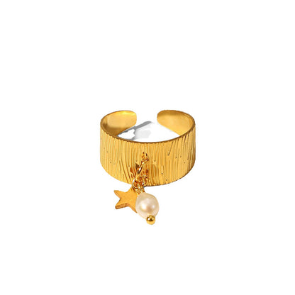 Star Pearl Pendant Open Ring