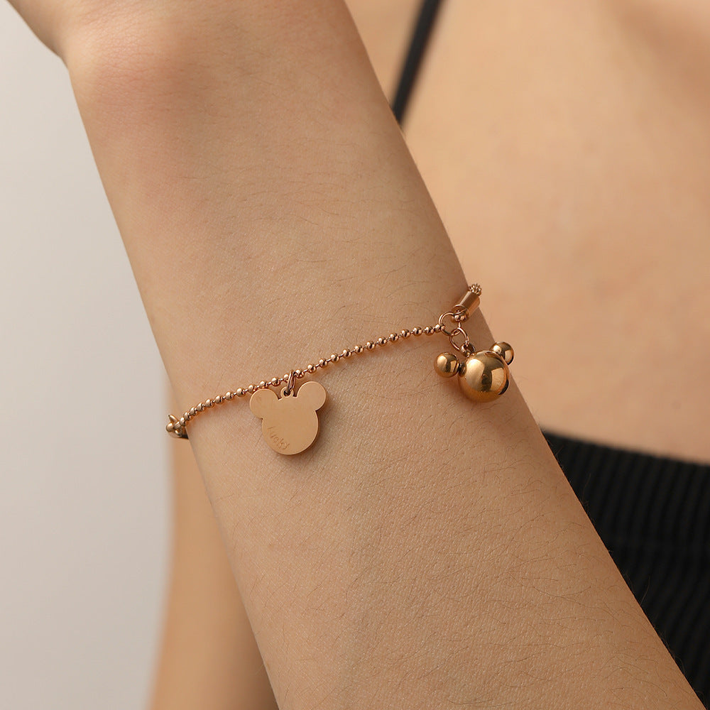 Women's Mickey Mouse Twisted Rice-Bead Bracelet — Non-Fading