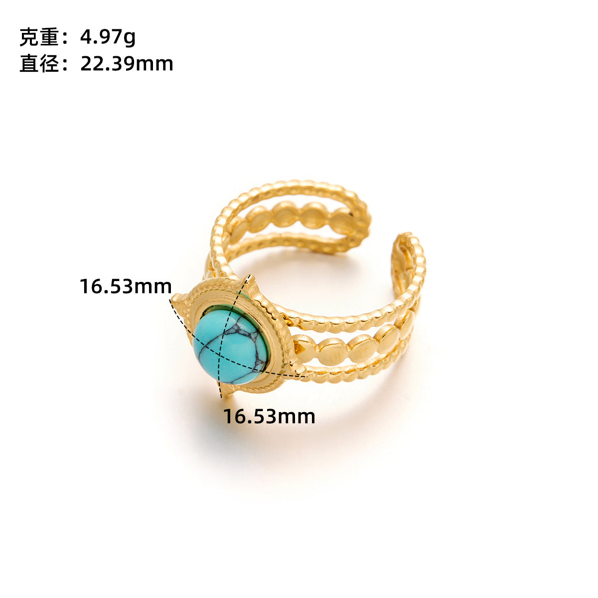 Gold Titanium Steel Flower Ring