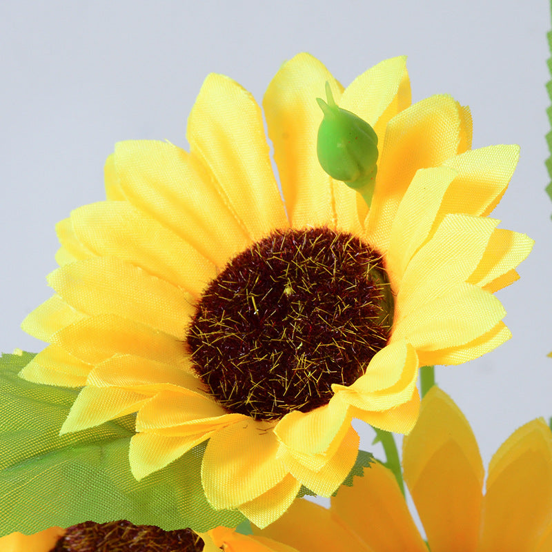 3 Sunflowers Simulation Flowers Silk Fabric Sun Bouquet