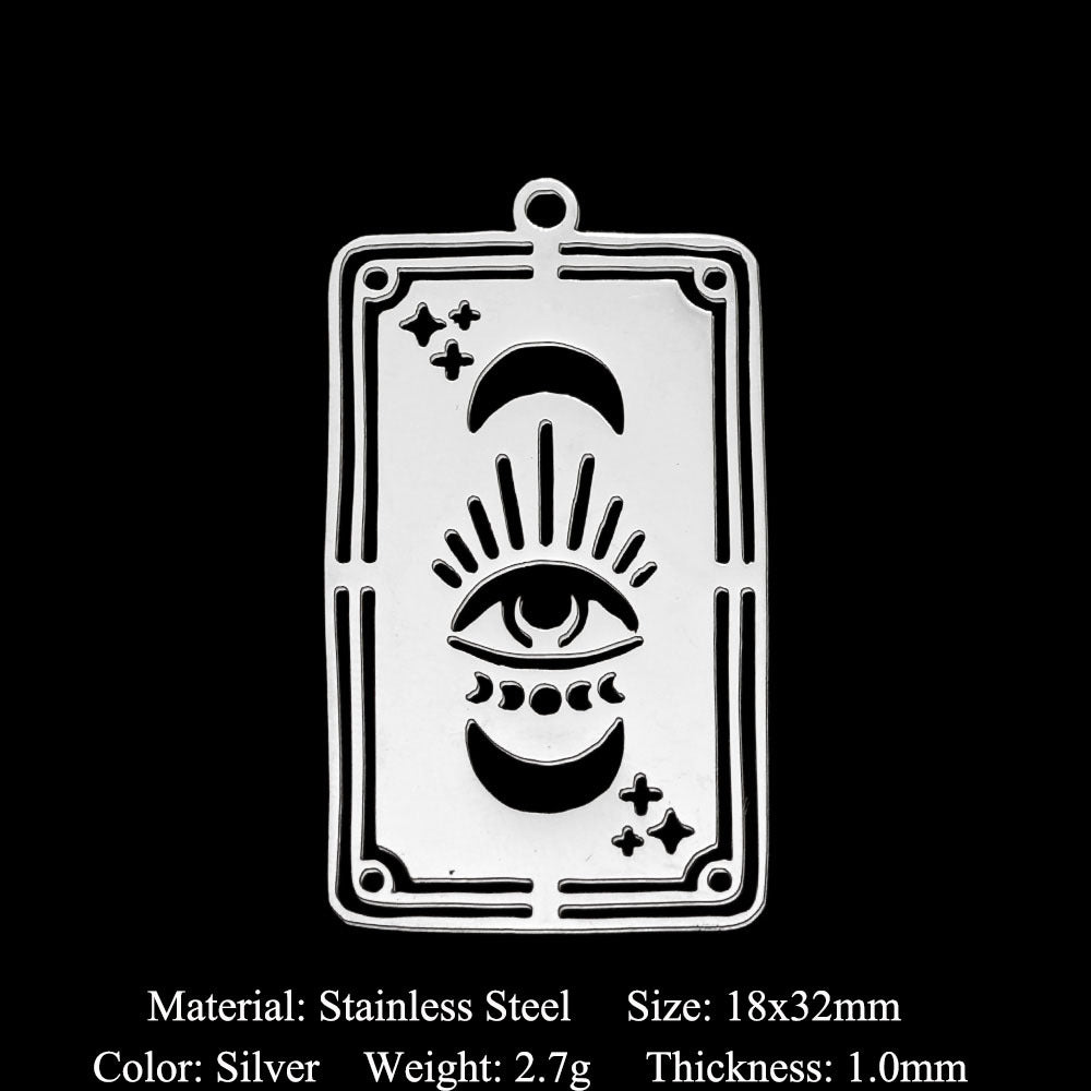 5 pcs/pack stainless steel card star and moon eye pendant.