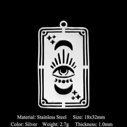 5 pcs/pack stainless steel card star and moon eye pendant.