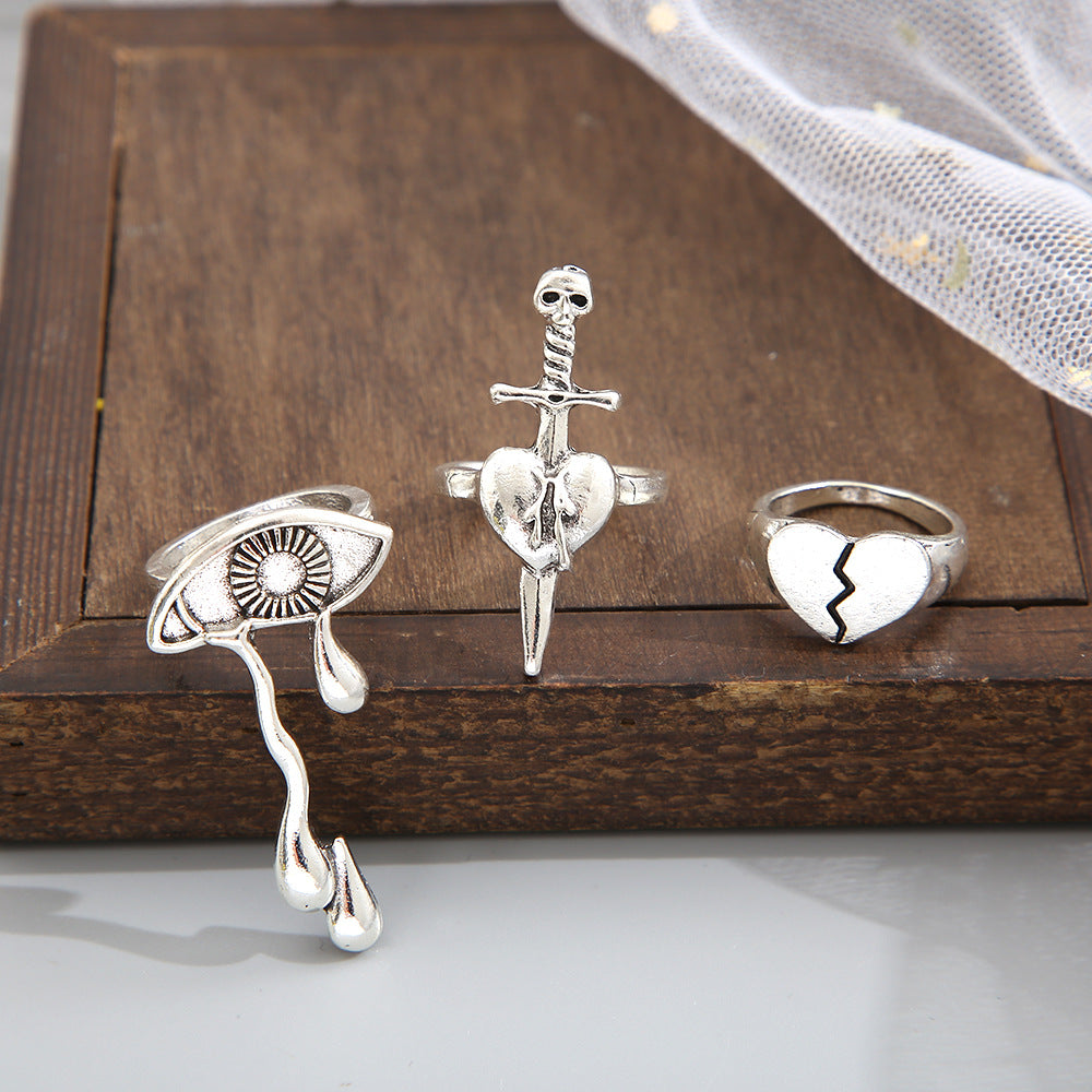 Love Teardrop 3-Piece Ring Set