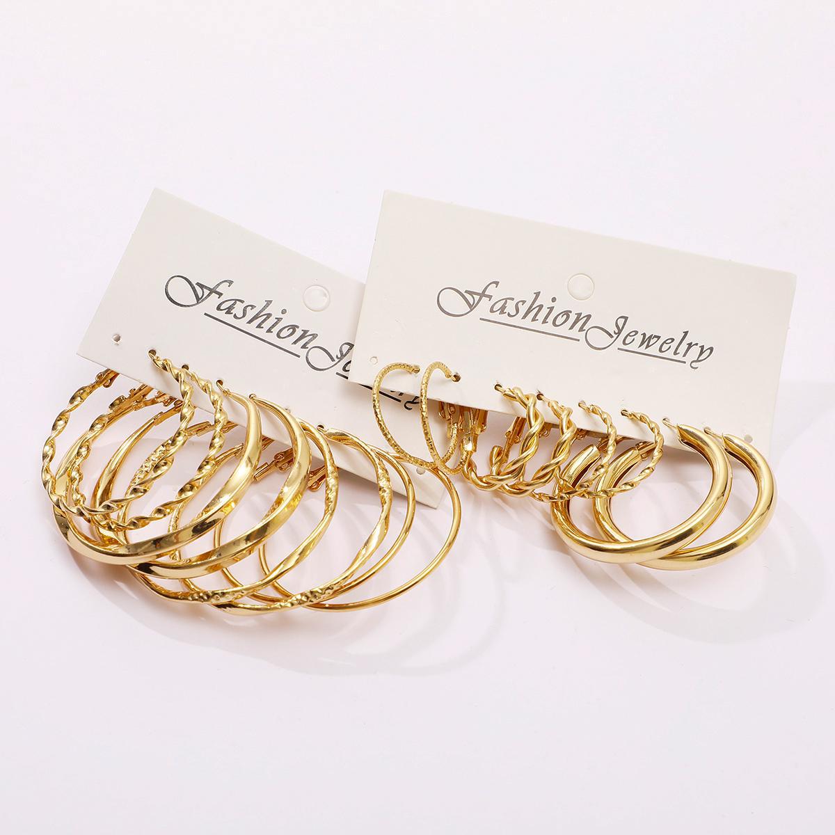 Gold Texture Earring Set