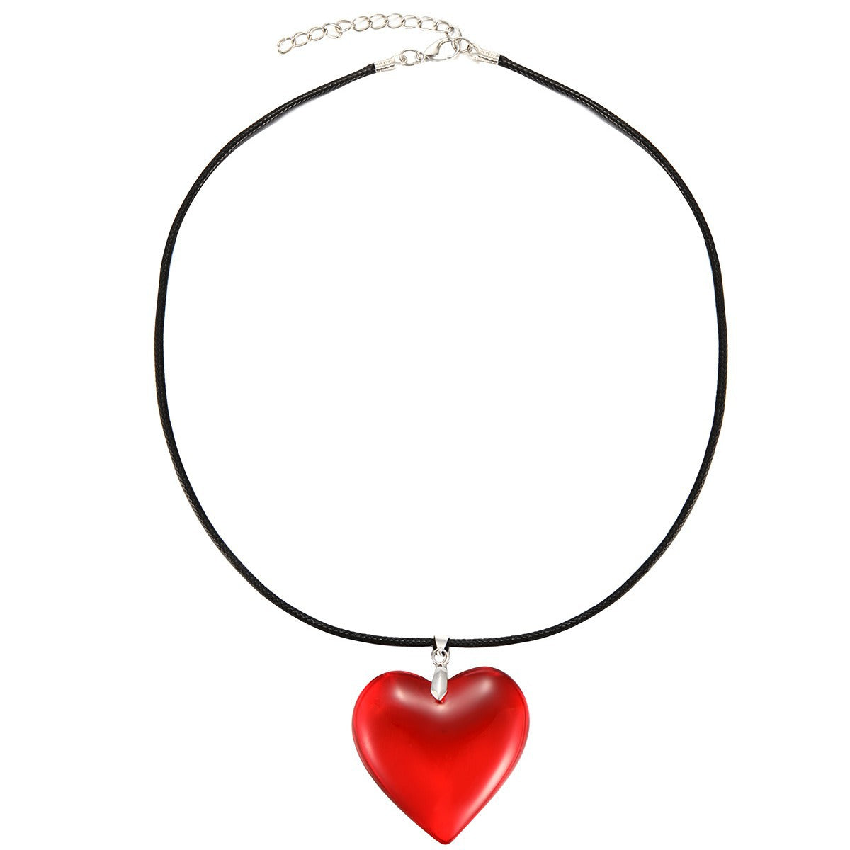 Red Heart Leather Cord Necklace