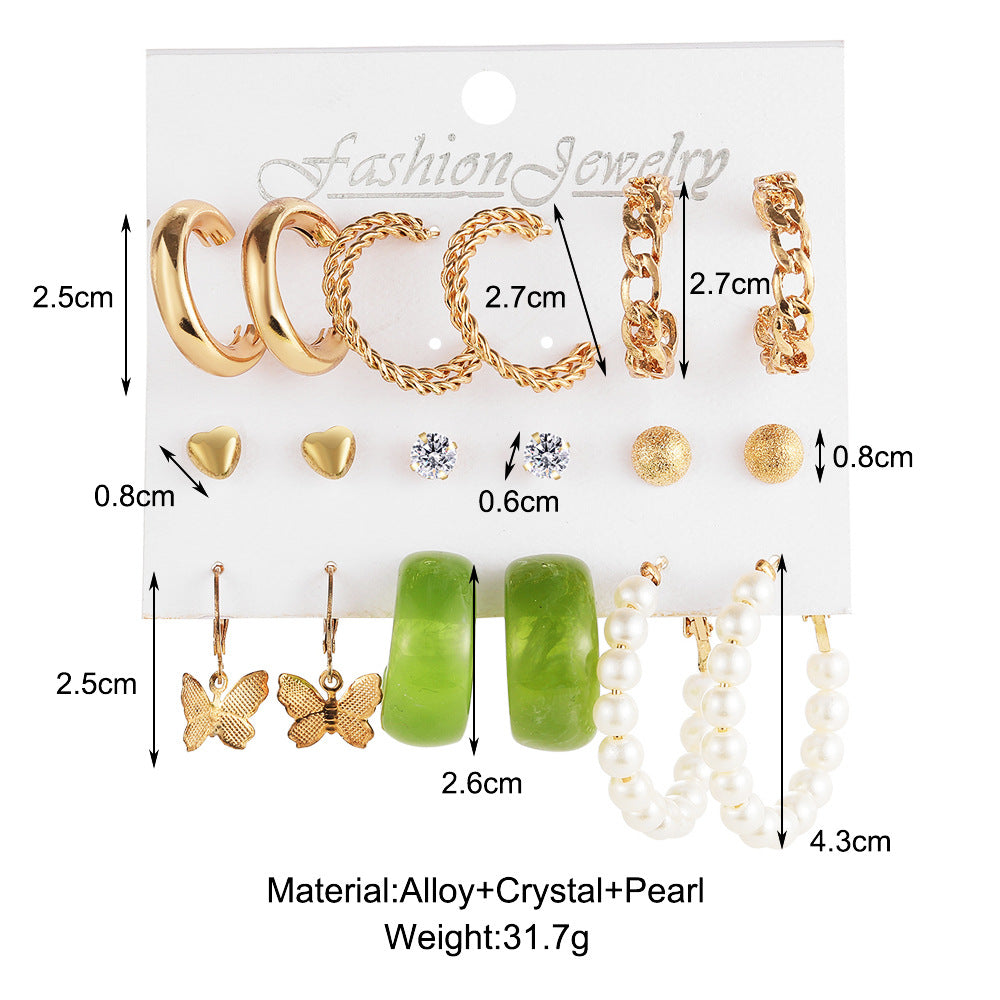 Acrylic butterfly heart earrings set 9 pairs