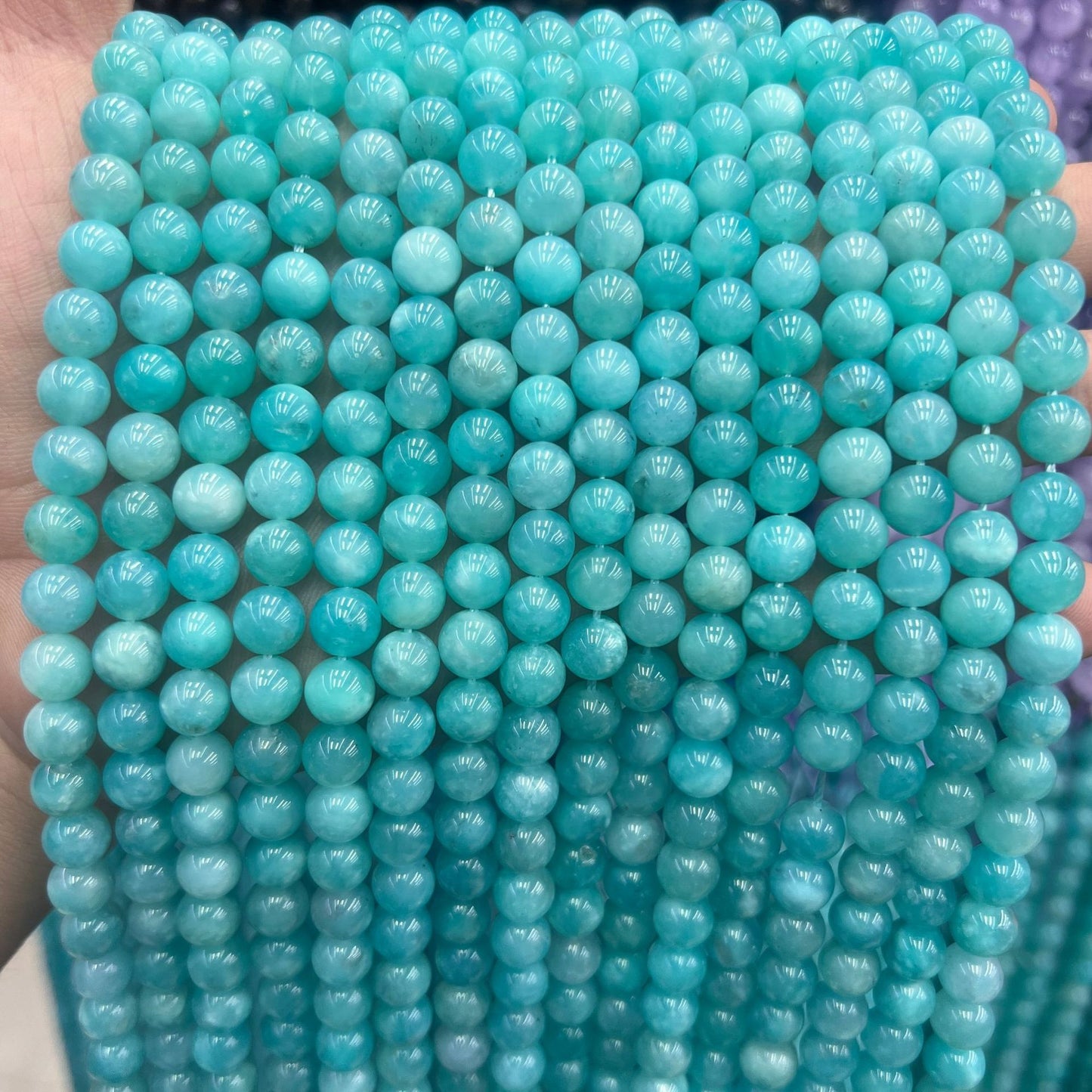 Contas redondas de amazonita 7A natural de 6-10 mm 