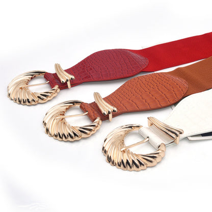 Elastic wide belt elastic pin buckle fashion