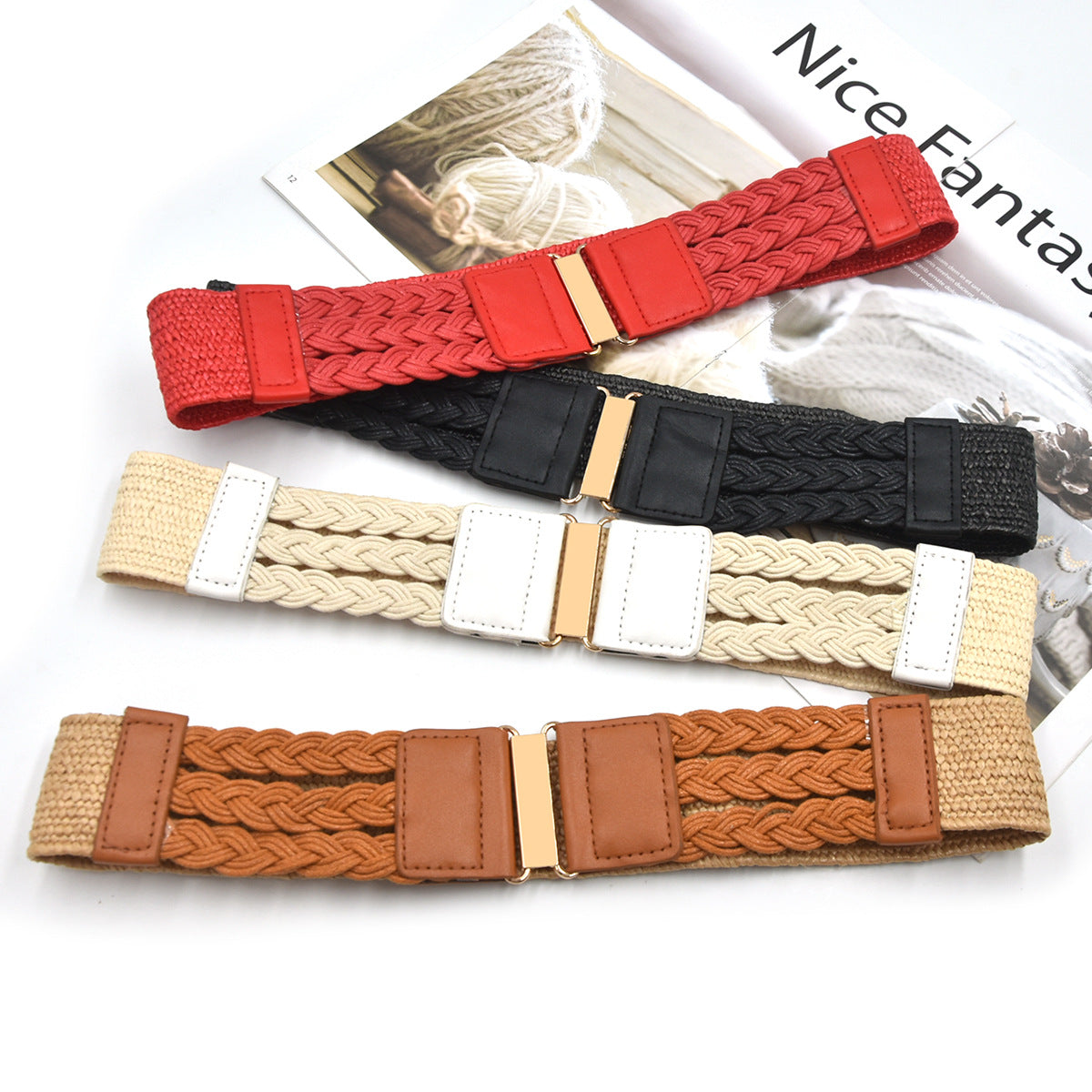 fashion Cotton and linen elastic woven elastic belt