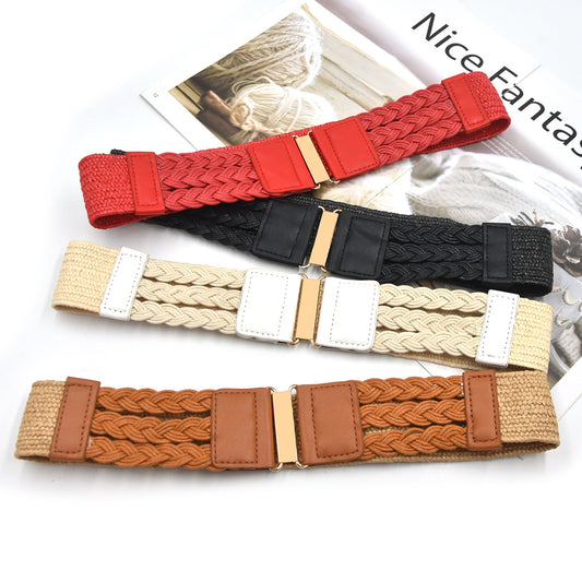 fashion Cotton and linen elastic woven elastic belt