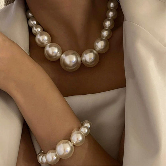 Pearl Necklace & Bracelet Set