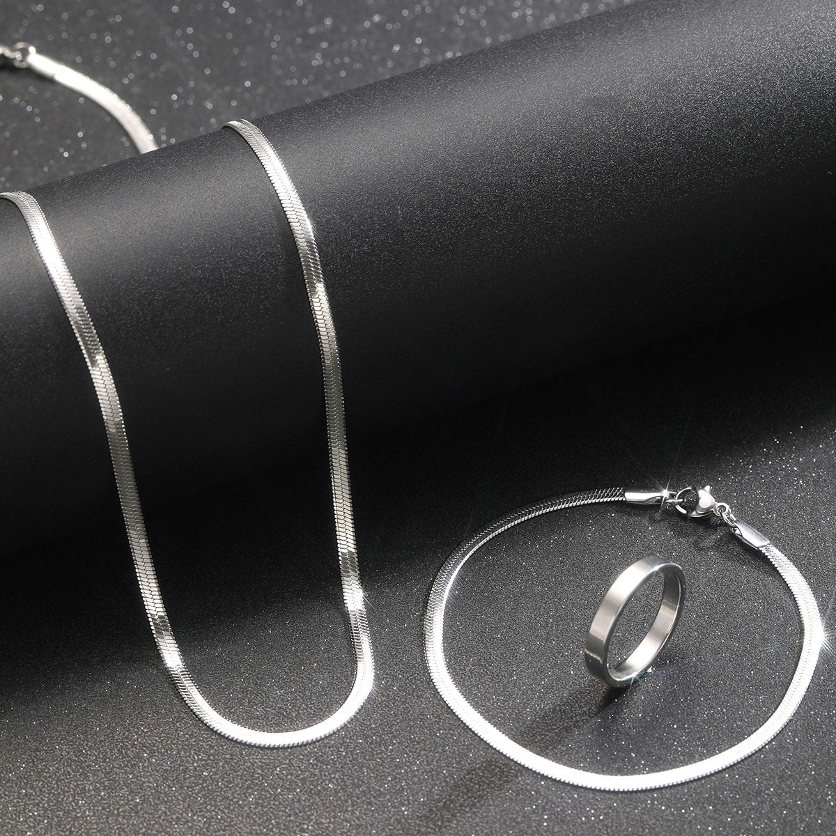 Men's Stainless Steel Snake Chain Jewelry Set