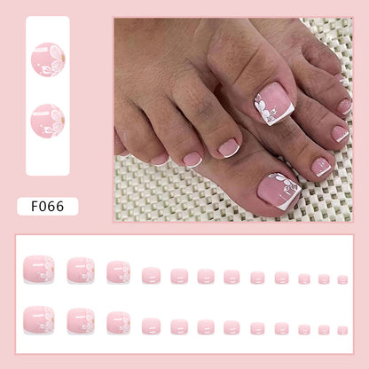 French Diamond Glitter Toe Nails