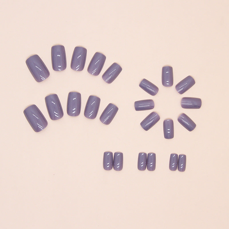 Pegatinas para uñas cuadradas de color morado liso, 24 piezas 
