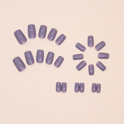 Pegatinas para uñas cuadradas de color morado liso, 24 piezas 