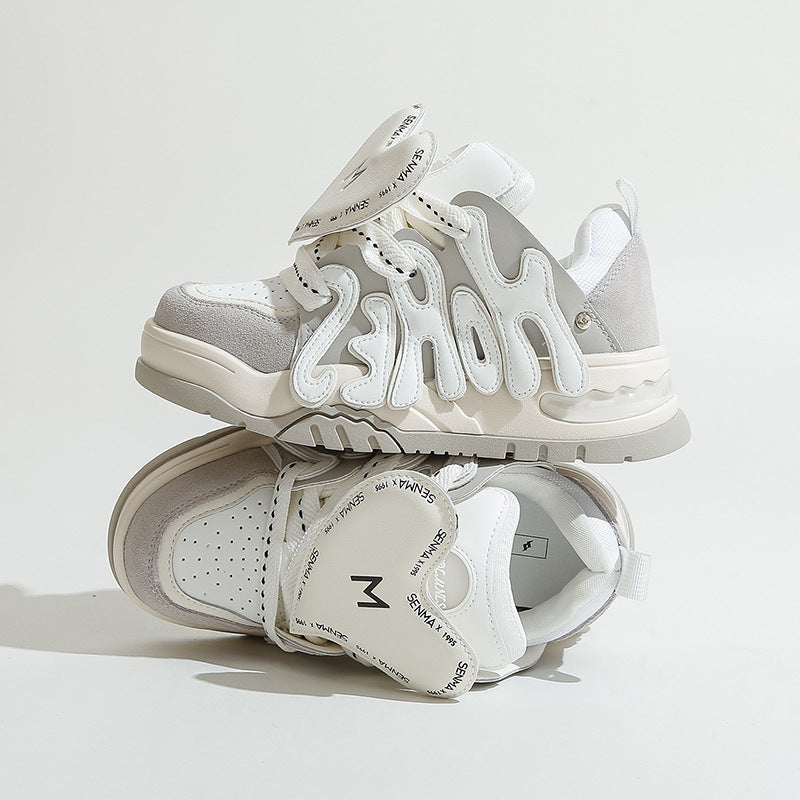 Genuine leather niche white shoes