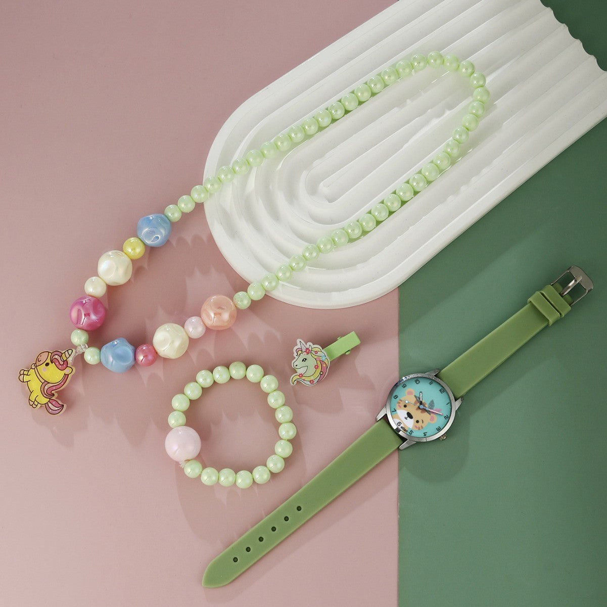 Silicone watch unicorn women's jewelry set