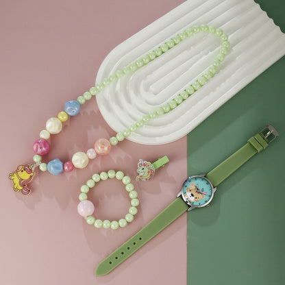 Silicone watch unicorn women's jewelry set