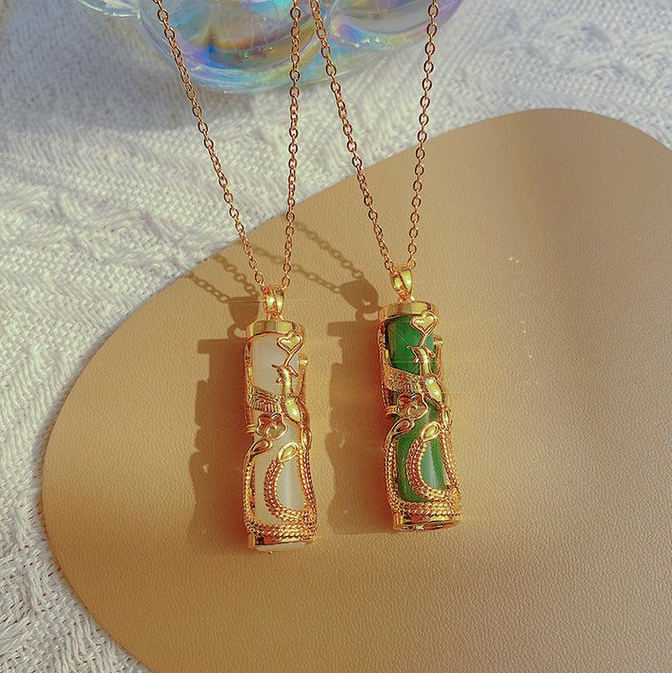 Vintage Guochao Phoenix Pillar Necklace