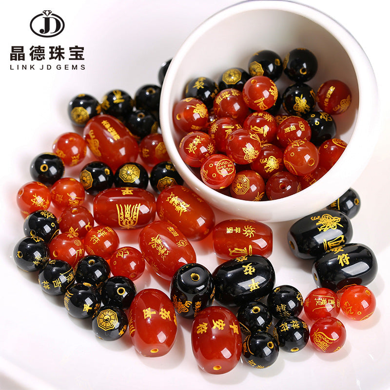 agate peace talisman round beads